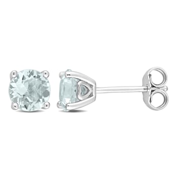 1 1/2 CT TGW Aquamarine Stud Earrings in Sterling Silver