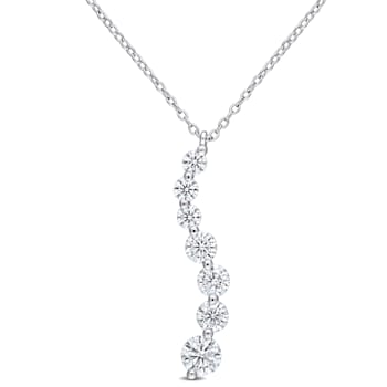1 1/2 CT DEW Created Moissanite Journey Pendant with Chain in Sterling Silver