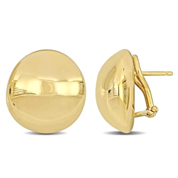 15mm Domed Omega Clip Back Earrings in 14k Gold