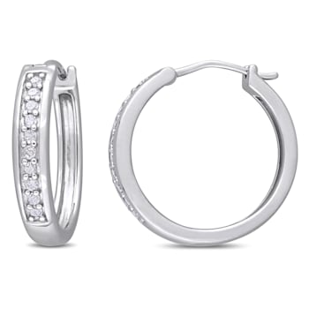 1/3 CT TW Diamond Hoop Earrings in Sterling Silver