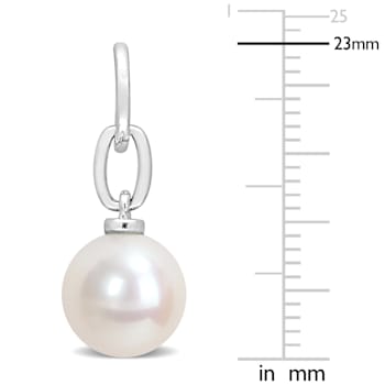9-9.5MM Freshwater Cultured Pearl Drop Earrings in Sterling Silver