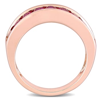2 3/4 CT TGW Created Ruby Semi-Eternity Anniversary Ring in Rose Plated
Sterling Silver