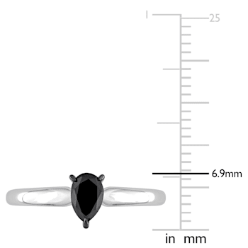 1/2 ct Black Diamond Solitaire Engagement Ring in 14K White Gold