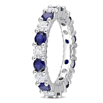 3 1/2 CT TGW Created Blue and White Sapphire Full Eternity Ring in
Sterling Silver