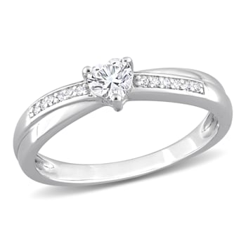 1/4 CT TGW Created White Sapphire and Diamond Accent Heart Ring in
Sterling Silver
