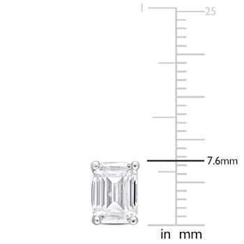 2 CT TGW Emerald Cut Created Moissanite Stud Earrings in Sterling Silver