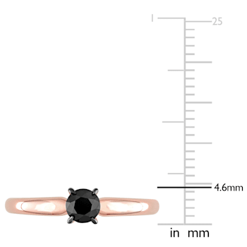1/2 ct TW Black Diamond Solitaire Engagement Ring in 14K Rose Gold