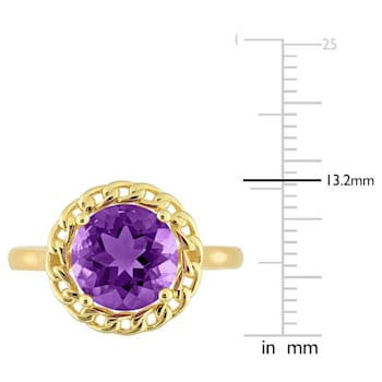2 1/4 CT TGW African-Amethyst Halo Link Ring in Yellow Plated Sterling Silver