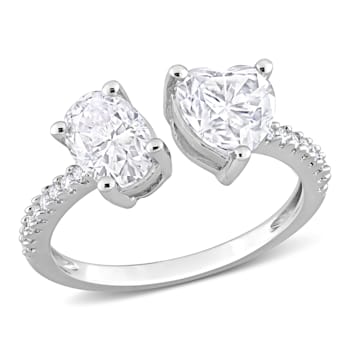 2 1/8 CT TGW Created Moissanite 2-Stone Ring in Sterling Silver
