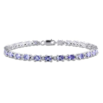 4 2/5 CT TGW Tanzanite and White Topaz Bracelet in Sterling Silver