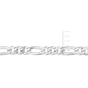 8.9mm Flat Figaro Chain Bracelet in Sterling Silver, 9 in