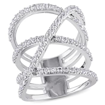 2 2/5 CT TGW White Topaz Crossover Split Shank Ring in Sterling Silver