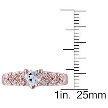 1/3 CT TGW Aquamarine and Diamond Accent Heart Vintage Ring in Rose
Plated Sterling Silver