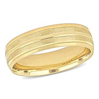 Men's 6mm Double Row Textured Wedding Band in 14K Yellow Gold