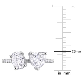 2 1/8 CT TGW Created Moissanite 2-Stone Ring in Sterling Silver