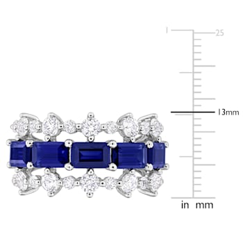 6 4/5 CTW Created Blue Sapphire and White Sapphire Ring in Sterling Silver
