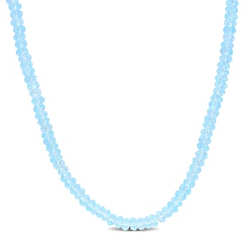 19 CT TGW Sky Blue Topaz Beaded Necklace with Sterling Silver Clasp