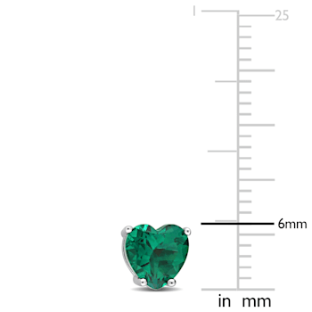1 1/2 CT TGW Heart Shape Created Emerald Stud Earrings in Sterling Silver