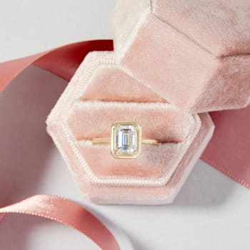 1 3/4 CT DEW Octagon-Shaped Lab Created Moissanite Engagement Ring in
10K Yellow Gold