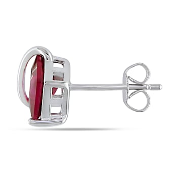 2 1/3 CT TGW Created Ruby Stud Earrings in 10K White Gold