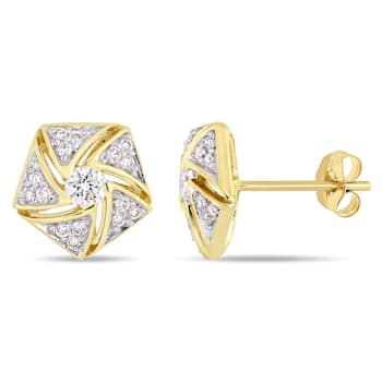 1/2 CT TW Diamond Cluster Stud Earrings in 14k Yellow Gold