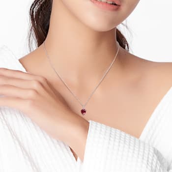 2 4/5 CT TGW Created Ruby Solitaire Pendant with Chain in Sterling Silver