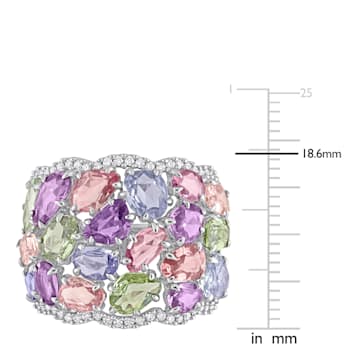15 1/2 CT TGW Multi-Color Sapphire and 1/4 CT TW Diamond Cocktail Ring
in 14K White Gold