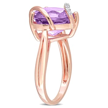 6 1/2 CT TGW Amethyst and Diamond Accent Heart Ring in Rose Plated
Sterling Silver