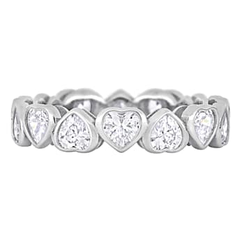 4 CT TGW Cubic Zirconia Heart Eternity Ring in Sterling Silver