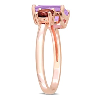 2 4/5 CT TGW Amethyst and Garnet Ring in Rose Plated Sterling Silver