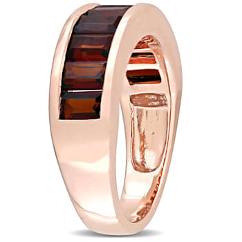 3 1/3 CTW Garnet Semi-Eternity Anniversary Band in Rose Plated Sterling Silver