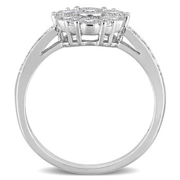 3/4 CT TGW Created White Sapphire Floral Ring in Sterling Silver