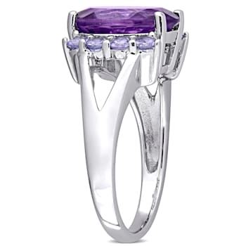 4 3/5 CT TGW Amethyst and Tanzanite Split Shank Ring in Sterling Silver