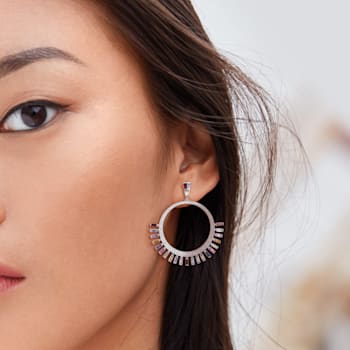 7 3/5 CT TGW Multi-Gemstone and 1 1/5 CT TW Diamond Dangle Earrings in
14K White Gold