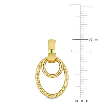 Open Huggie Hoop with Open Circle & Oval Drop Earrings in 10k Yellow Gold