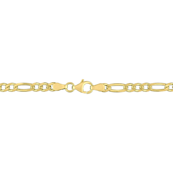 3.8MM Figaro Chain Bracelet in 18K Yellow Gold Over Sterling Silver