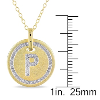 Diamond Accent P-Initial Circle Halo Pendant with Chain in 18K Yellow
Gold Over Sterling Silver
