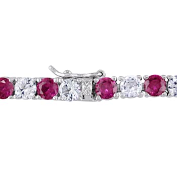 14 1/2 CT TGW Created Ruby and Created White Sapphire Bracelet in
Sterling Silver