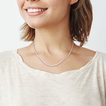 12 1/2 CT DEW Created Moissanite Tennis Necklace in Sterling Silver
