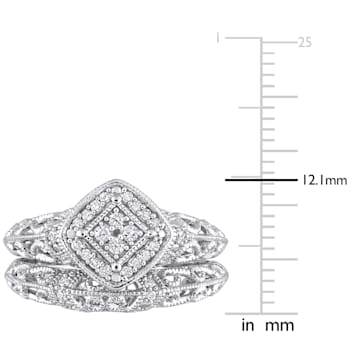 1/5 CT TW Diamond Vintage Bridal Set in Sterling Silver