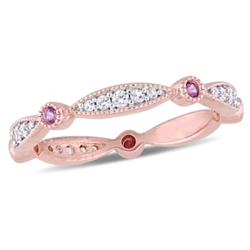 3/8 CTW Created Pink and Created White Sapphire Anniversary Band in Rose
Plated Sterling Silver
