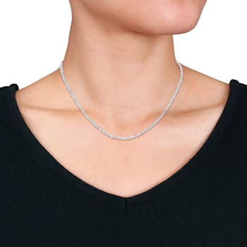 16 CT TGW White Topaz Beaded Necklace in Sterling Silver Clasp