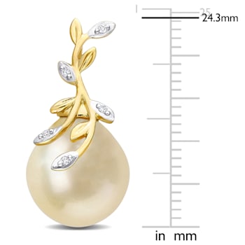 12-12.5MM Golden South Sea Cultured Pearl and Diamond Accent Earrings in
14K Yellow Gold