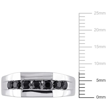 1 3/8 CT TGW BLACK SAPPHIRE MENS RING IN STERLING SILVER