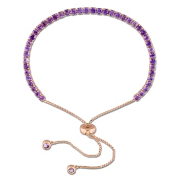 Amethyst Tassel Bolo Bracelet in 18K Rose Gold Over Sterling Silver