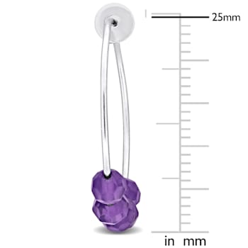 1 1/2 CT TGW Amethyst Bead Hoop Earrings in Sterling Silver