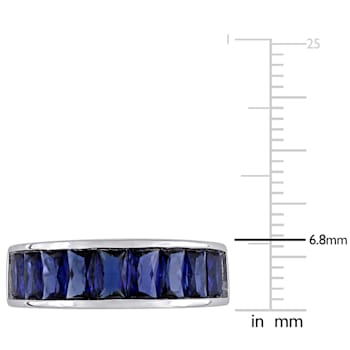 2 3/4 CT TGW Created Blue Sapphire Semi-Eternity Anniversary Band in
Sterling Silver