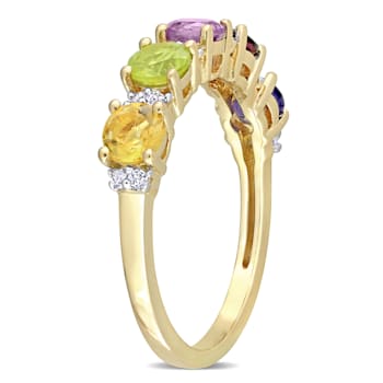 1 2/5 CTW Multi-Gemstone Anniversary Band Ring in Yellow Gold Plated
Sterling Silver