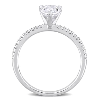 1-1/4 CT DEW Created Moissanite and 1/10 CT TW Diamond Engagement Ring
in 14K White Gold