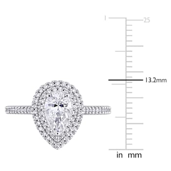 1 CT DEW Created Moissanite and 1/3 CT TW Diamond Double Halo Engagement
Ring in 14K White Gold